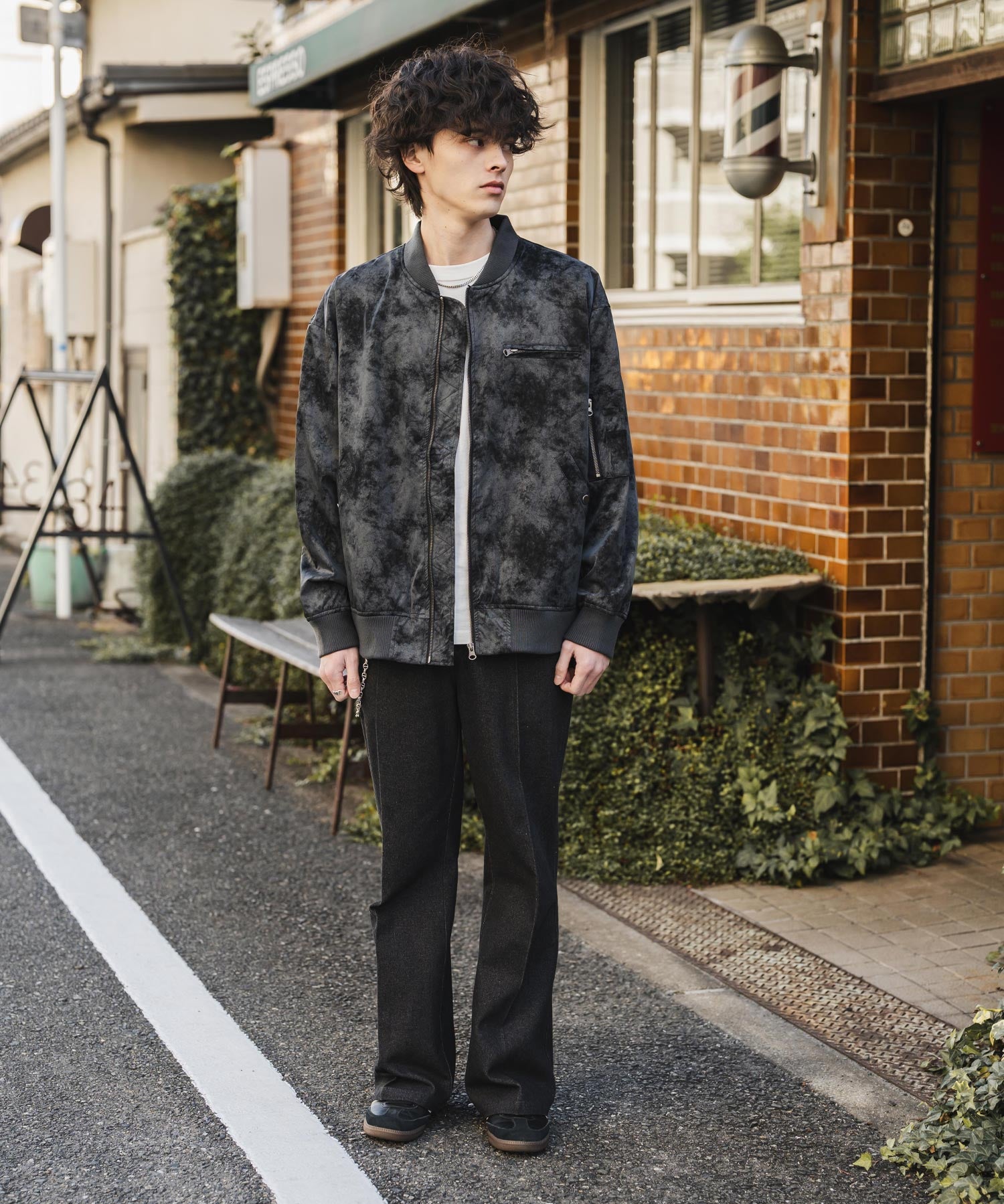 オーバーサイズ ヴィンテージライクPUレザージャケット/フライトジャケット/MA-1 14685