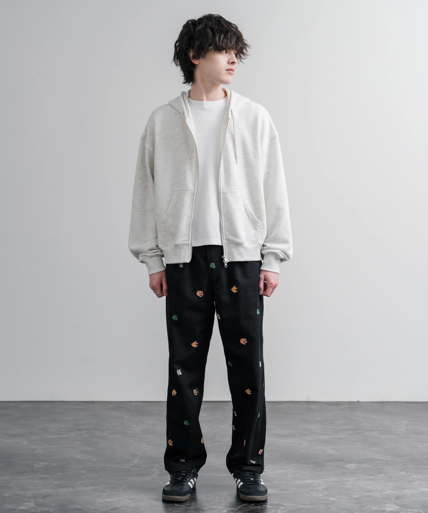 HOUSTON TWILL ALLOVER EMB EASY PANTS コットンツイル総柄刺繍イージーテーパードチノパンツ 16178
