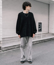 オーバーサイズウール混ミックス糸プルオーバーニットセーター 14548