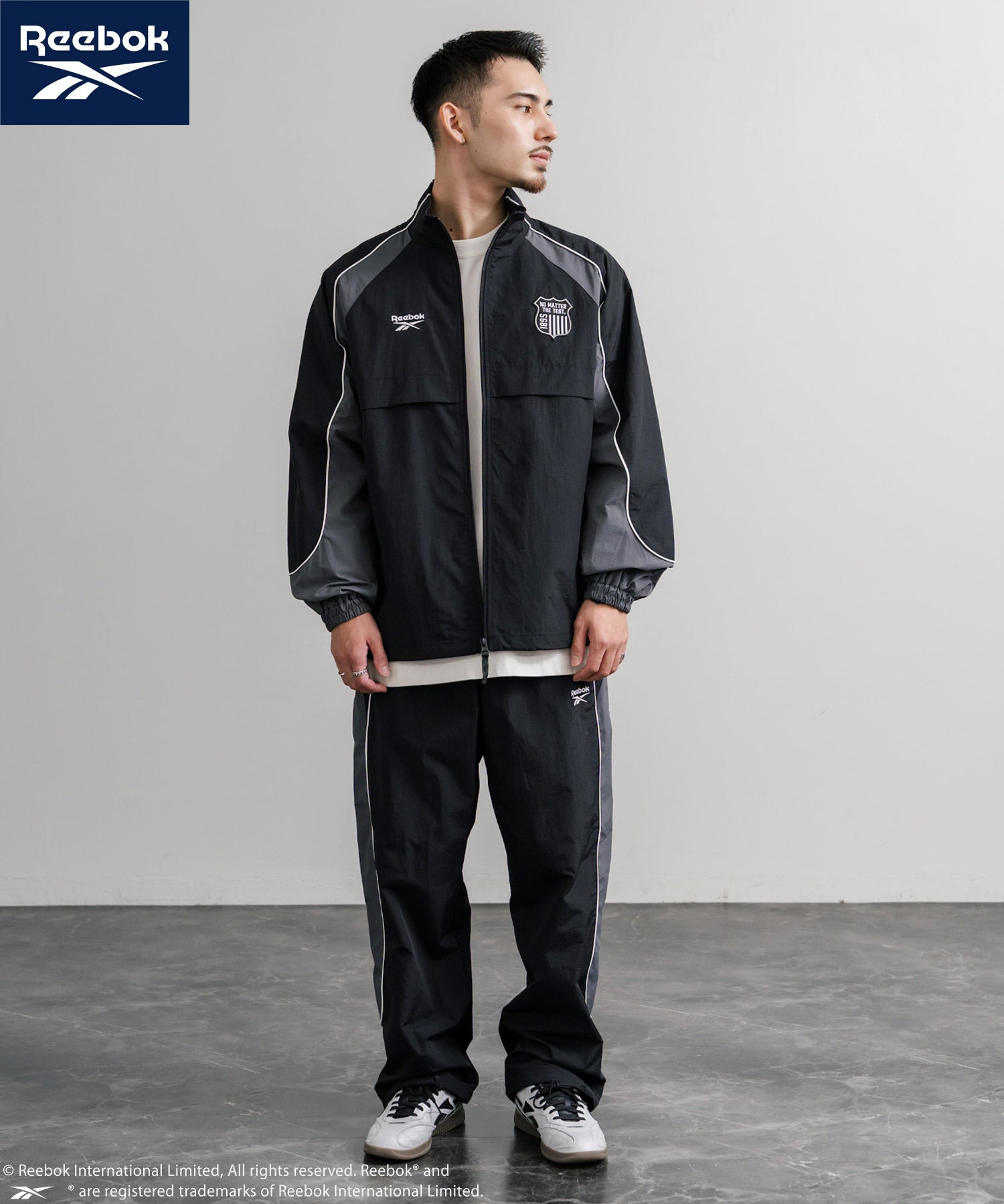 Reebok リーボック 裏メッシュロゴ刺繍パイピングイージーワイドパンツ 14869
