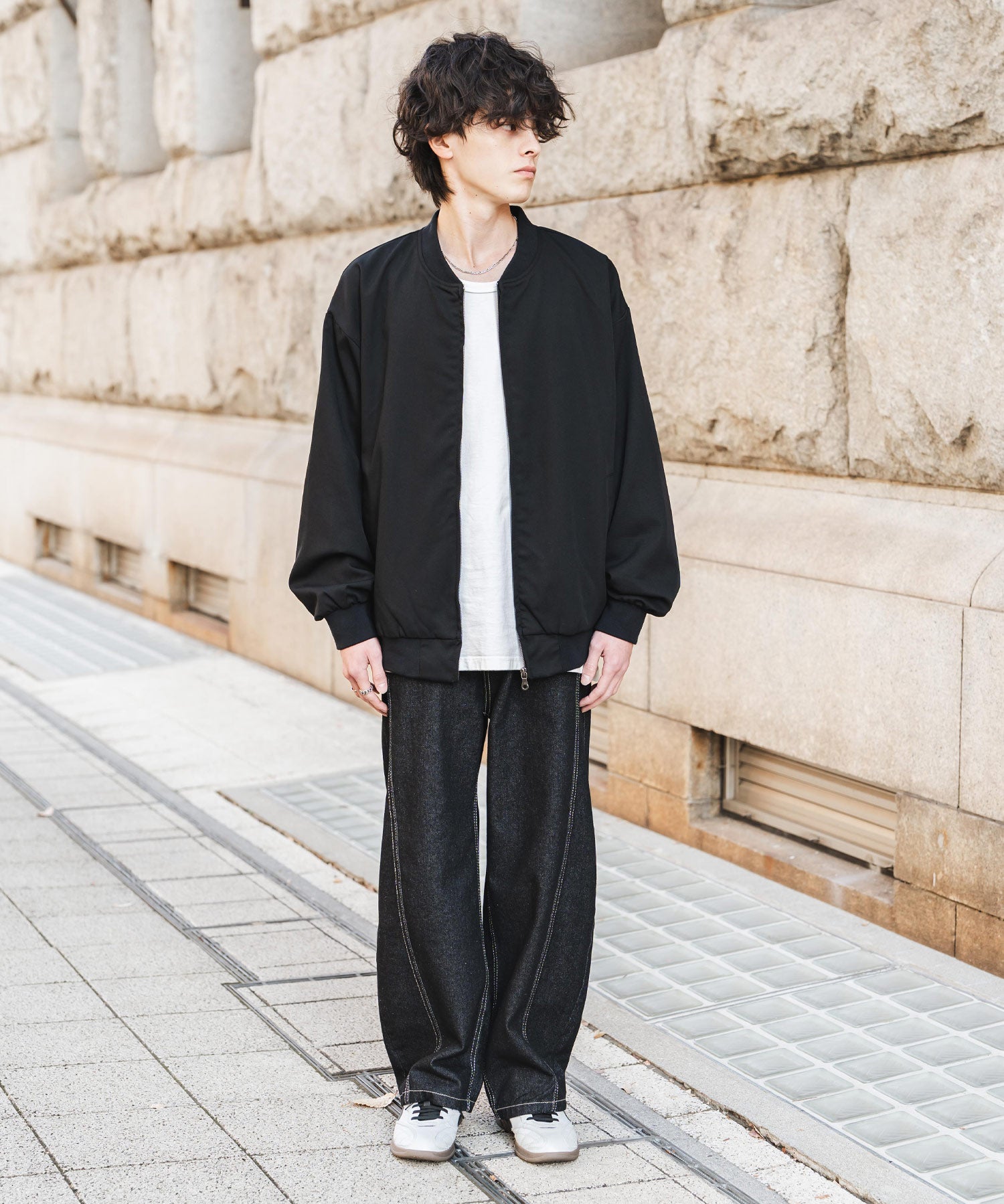 オーバーサイズ TRストレッチMA-1/ジップアップショートブルゾン 14119