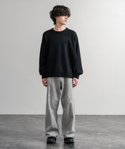 オーバーサイズ5Gウール混天竺ショート丈クルーネックニットセーター 15192