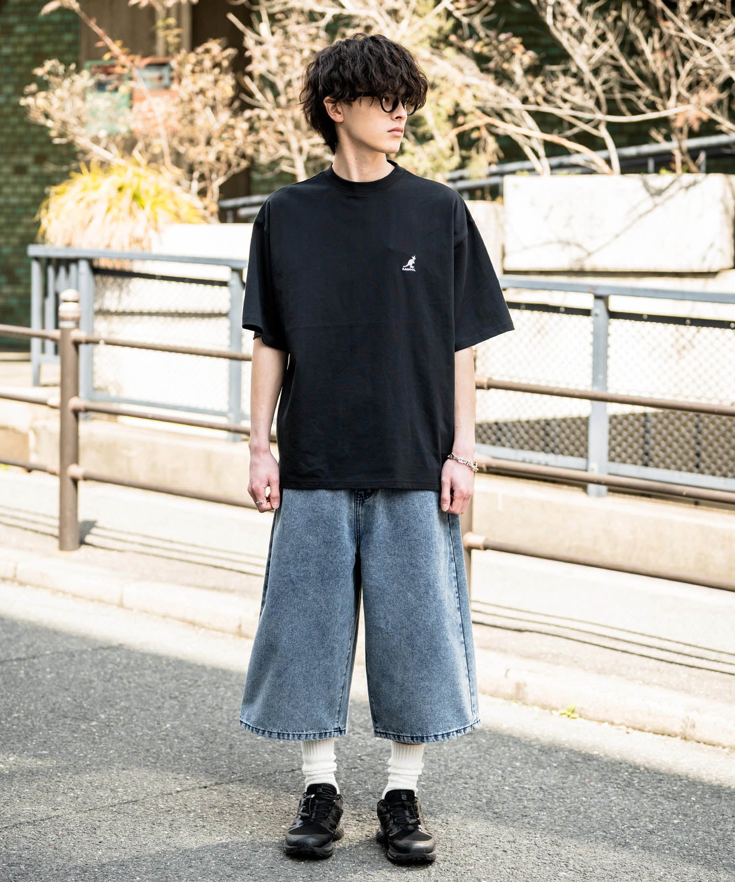 KANGOL 別注コラボ接触冷感ワンポイントロゴ刺繍半袖Tシャツ 15621