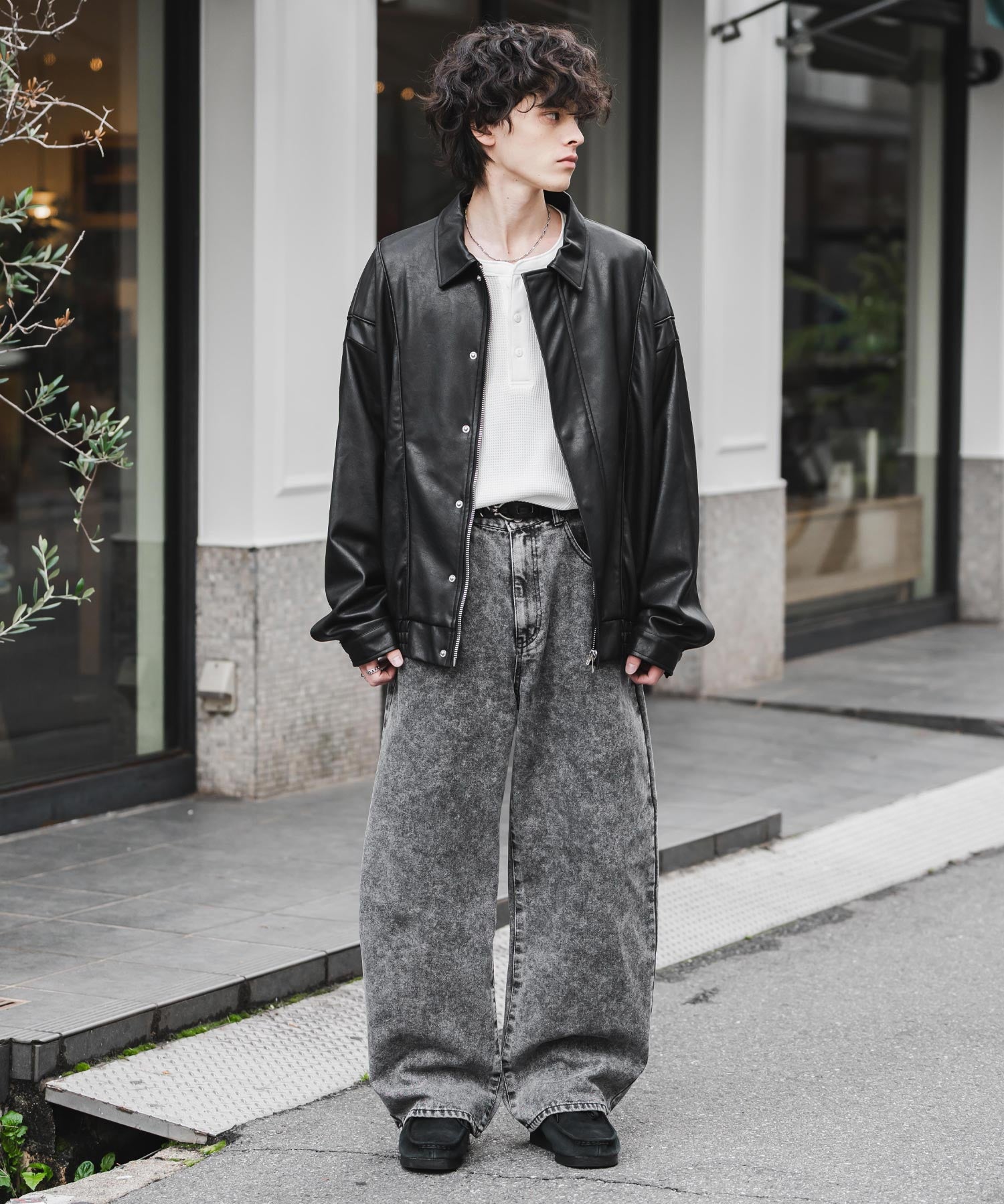 ヴィンテージライク ルーズシルエットバギーカーブデニムパンツ 15377