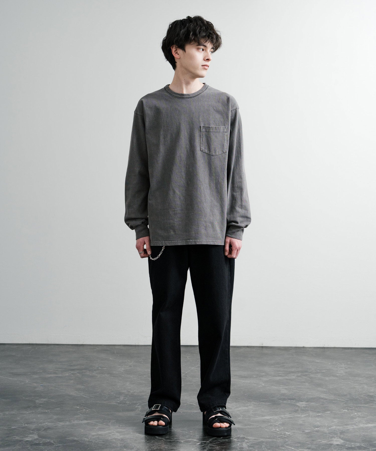 KRIFF MAYER クリフメイヤー オーバーサイズ ヘビーオンスピグメントクルーネック長袖Tシャツ ロンT 2435807