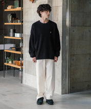 U.S. POLO ASSN. ユーエスポロアッスン 別注コラボ オーバーサイズワンポイントロゴ刺繍畦編みクルーネック長袖ニットセーター 14768