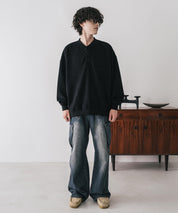 カットコーデュロイ・スエード長袖ヘンリーネックTシャツ/トレーナー 16152