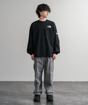 日本未展開モデル THE NORTH FACE ザ・ノースフェイス WHITE LABEL ホワイトレーベル TNF ALBANY EX CREWNECK ワンポイントロゴ刺繍バイカラー長袖カットソー 15432