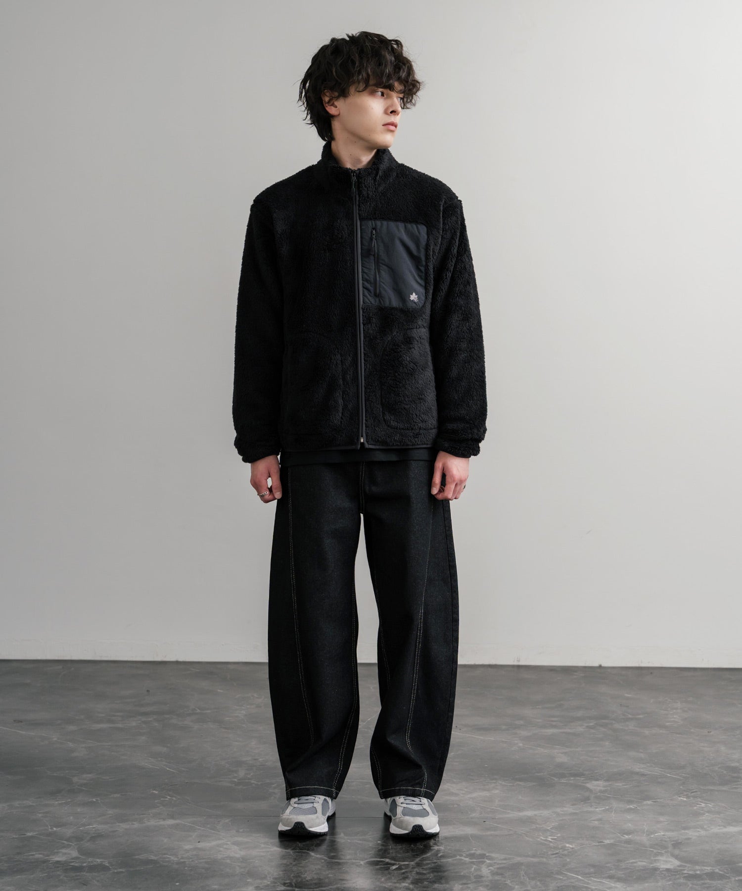 LOGOS ロゴス 裏地付きシャギーボアフリースブルゾン/ワンポイントロゴ