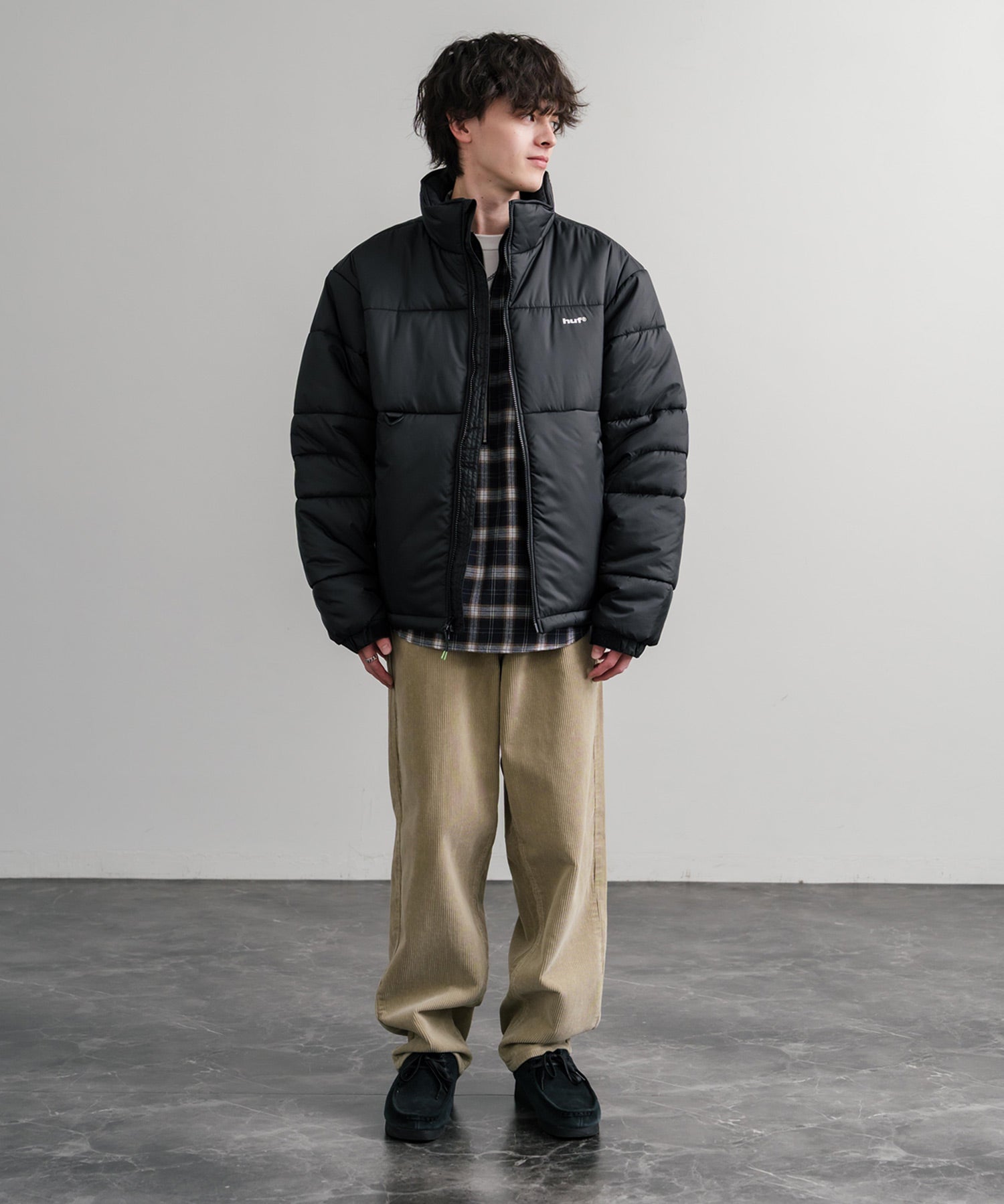 HUF ハフ SEQUOIA PUFFER JACKET REALTREE SEQUOIA PUFFER オーバーサイズワンポイントロゴ中綿ジャケット 15056