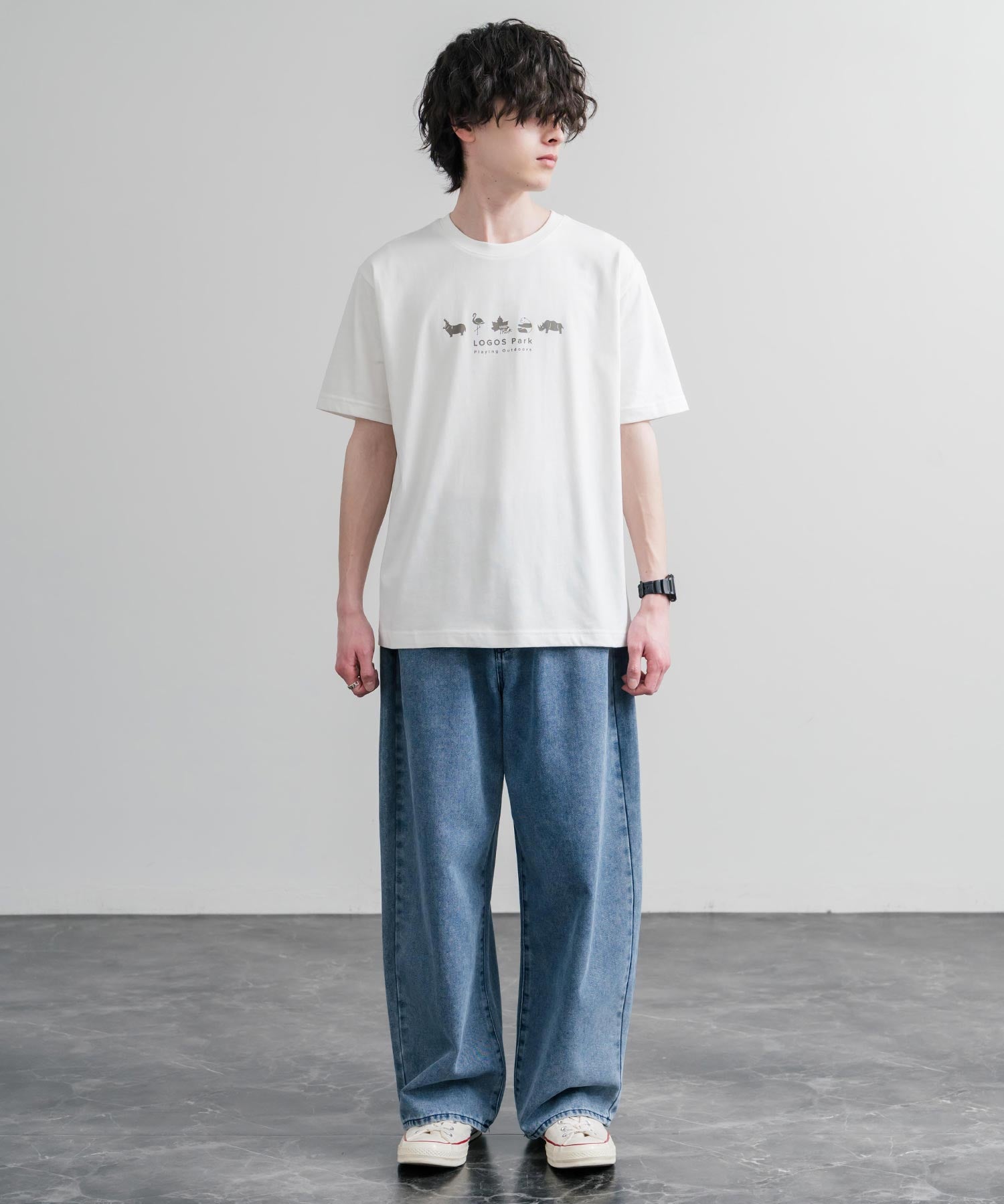 LOGOS ロゴス 吸汗速乾 スパイラルヤーンアニマルプリント半袖Tシャツ  15815