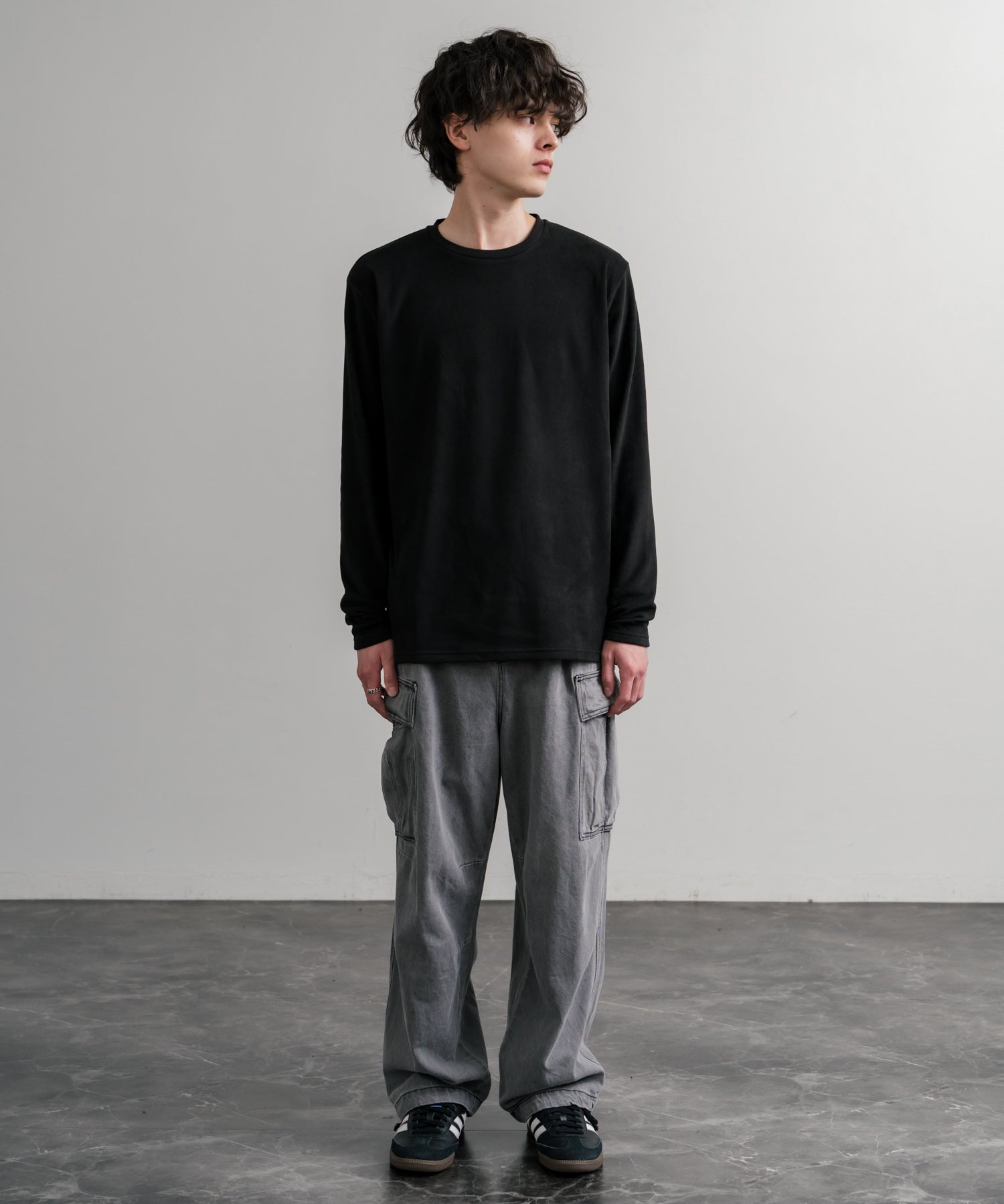 ストレッチフリースクルーネック長袖Tシャツ 14854