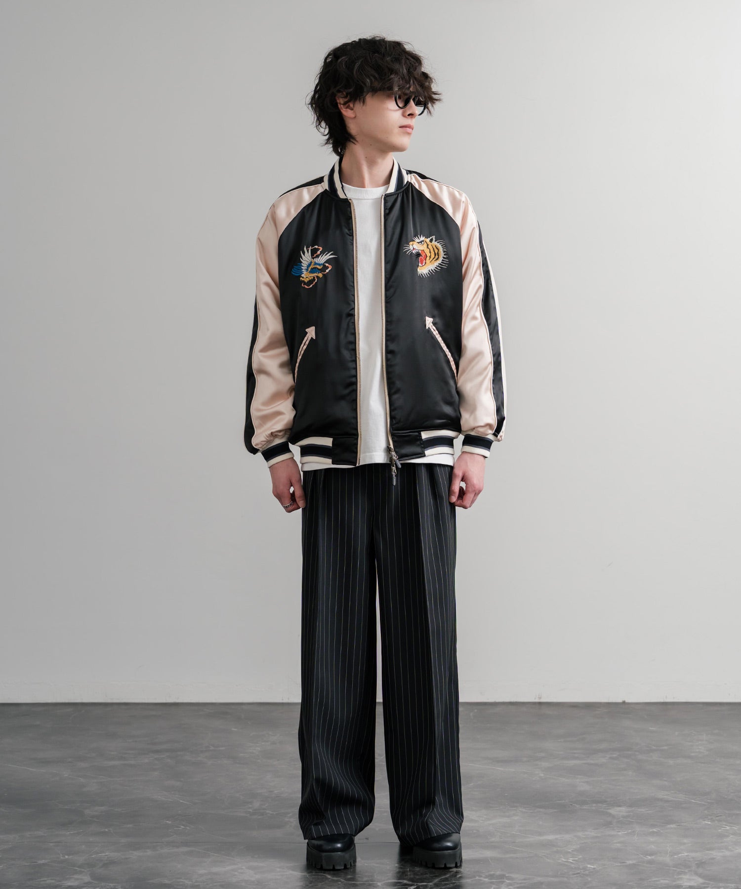 KRIFF MAYER クリフメイヤー スーベニア刺繍ひっくりスカジャン/リバーシブルダブルジップ短丈ブルゾン 2515102 14883