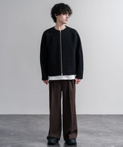 Upscape Audience アップスケープオーディエンス 日本製 国産 尾州コットンキルトノーカラーダブルジップジャケット AUD7411 16568