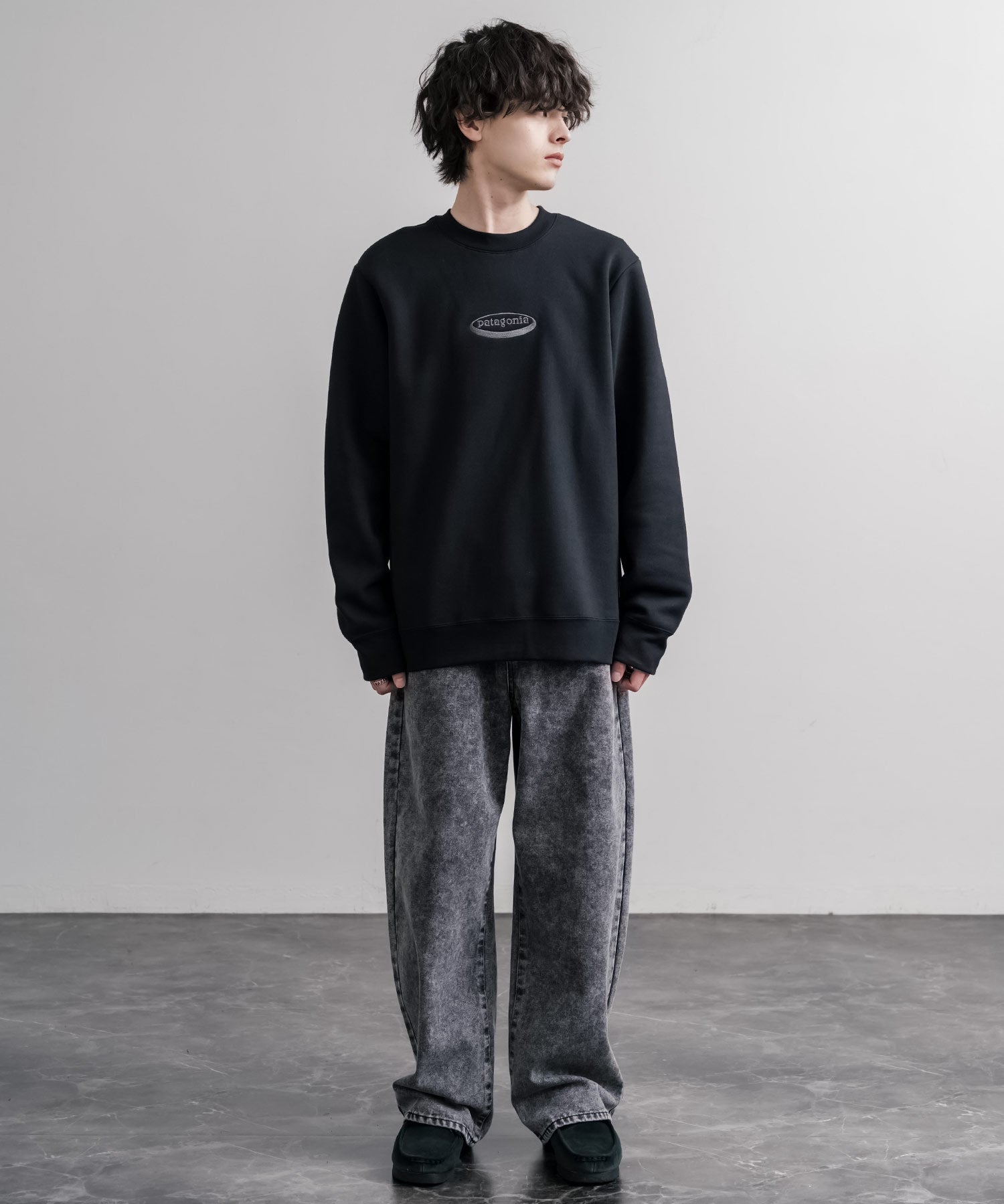 Patagonia M S 95 OVAL LOGO UPRISAL CREW SWEATSHIRT ロゴ刺繍裏起毛長袖スウェットトレーナー 16218