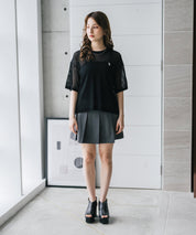 U.S. POLO ASSN. ユーエスポロアッスン W's ワンポイントロゴ刺繍透かし編み半端袖プルオーバーニット 15900