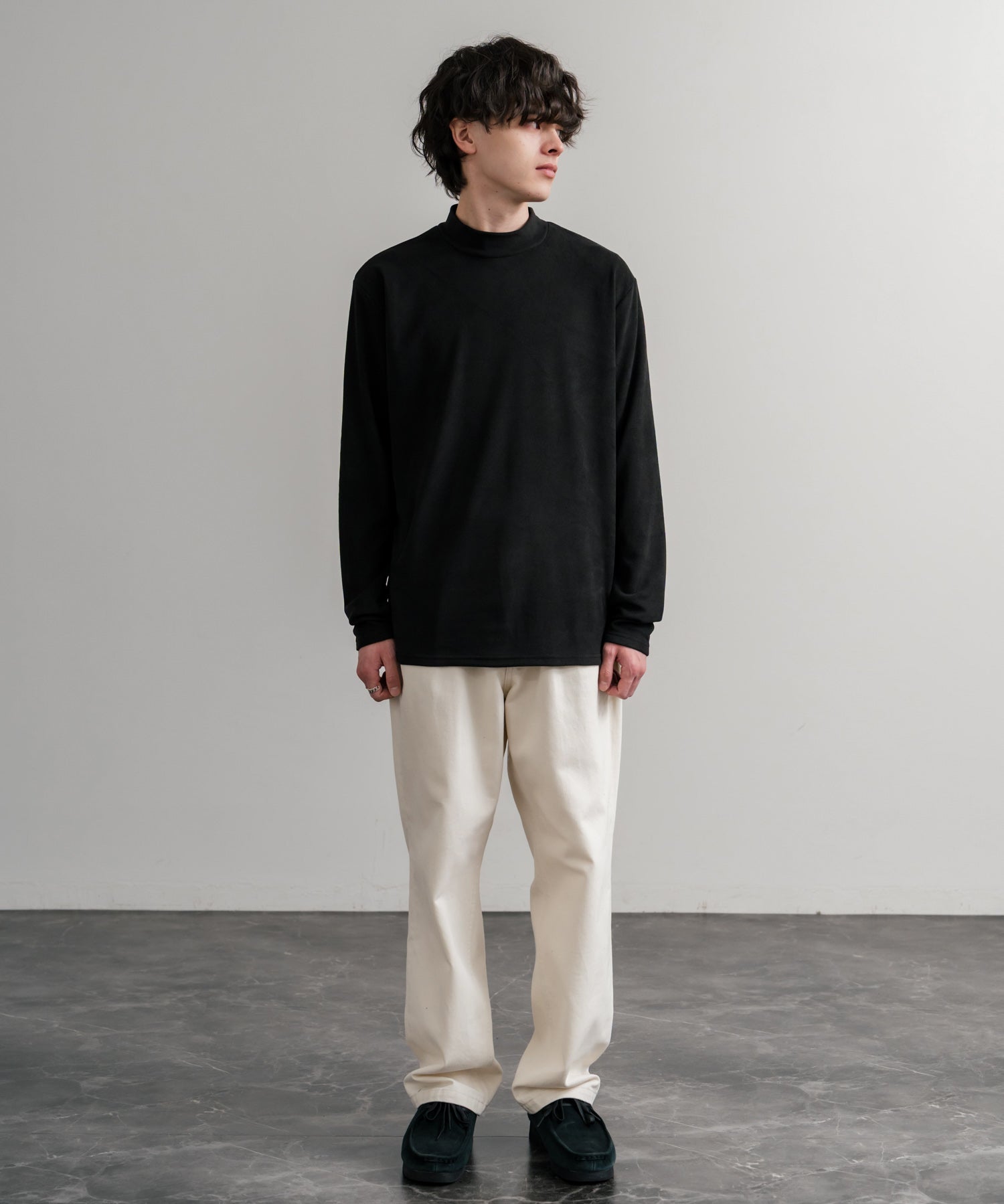 ストレッチフリースハイネック長袖Tシャツ 14855
