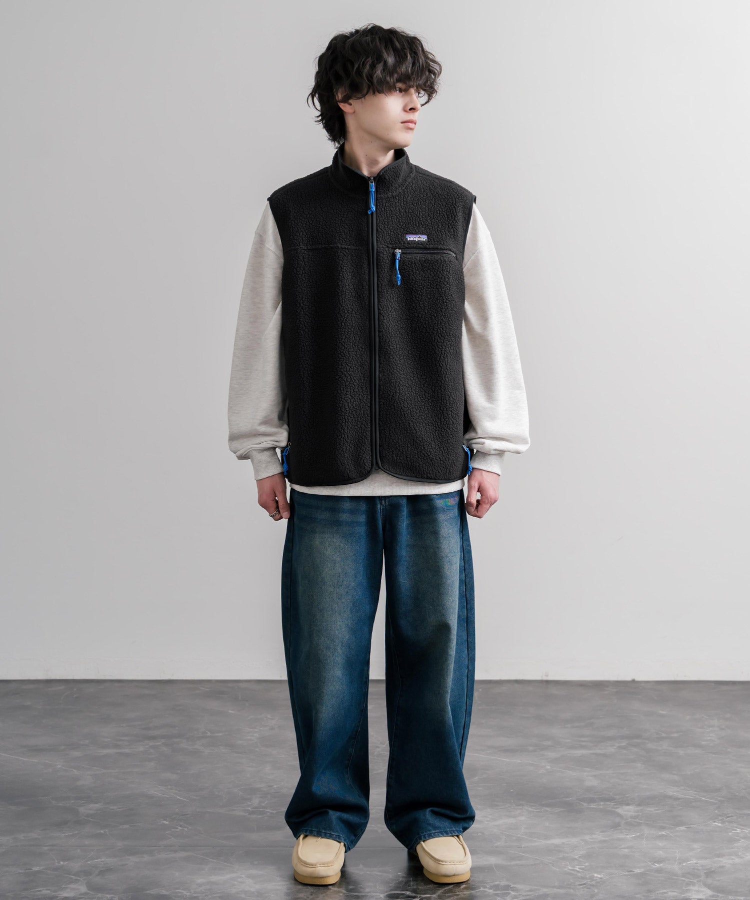 Patagonia パタゴニア M S RETRO PILE VEST レトロパイルフリースベスト/ワンポイントロゴ入りスタンドカラーフルジップボアベスト 16383