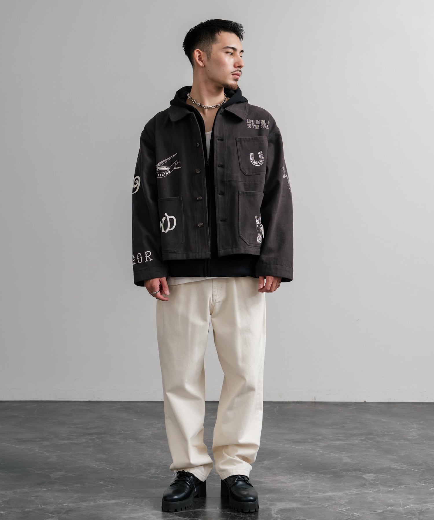 KRIFF MAYER クリフメイヤー メモリアルグラフィックプリントレタリングショート丈カバーオール 2515111 14828