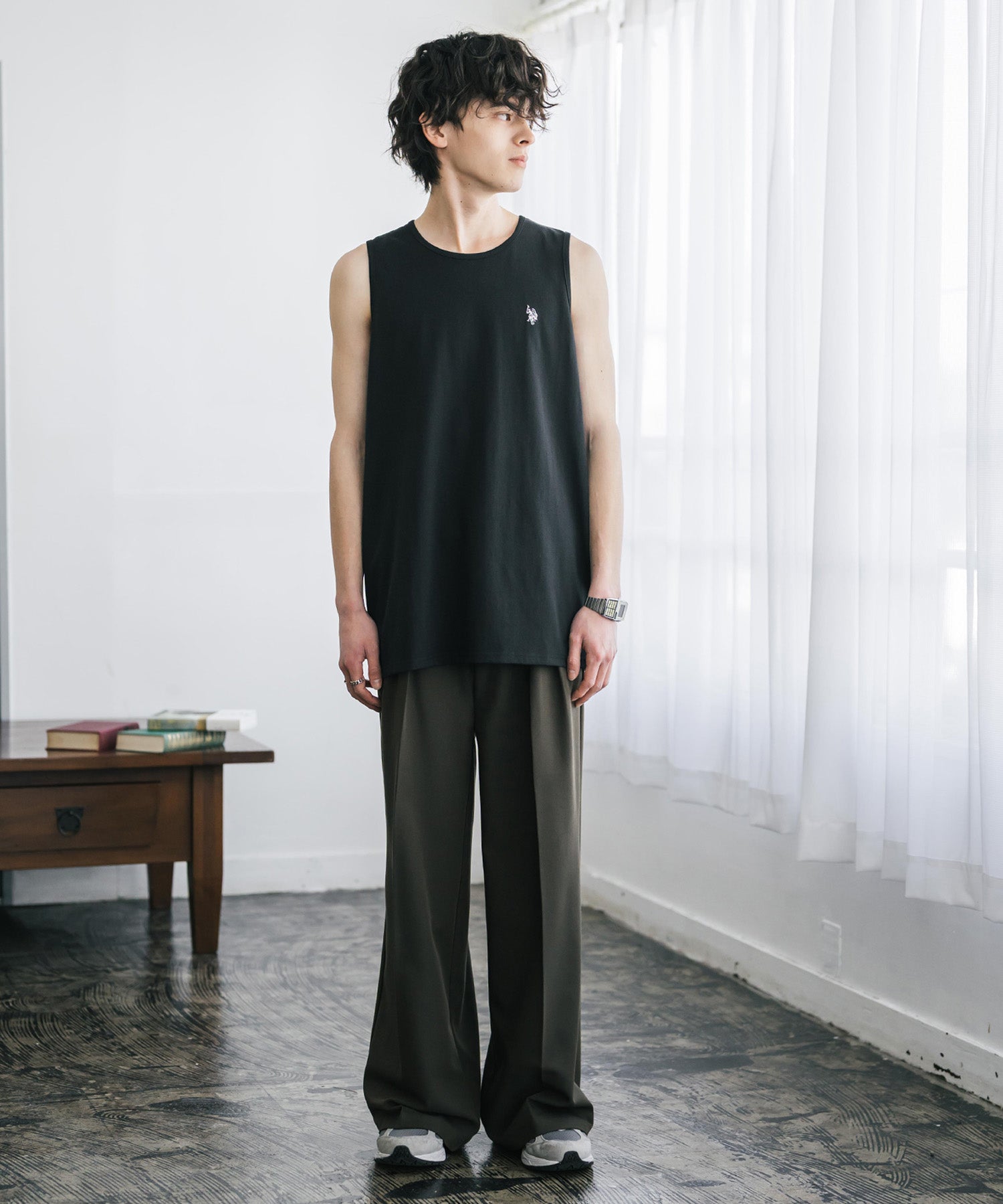 U.S. POLO ASSN. ユーエスポロアッスン 別注コラボワンポイントロゴ刺繍天竺タンクトップ/ノースリーブTee 15441