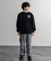 HUF ハフ オーバーサイズ裏起毛アソートプリント刺繍クルーネック長袖トレーナー 16462