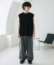 オーバーサイズ T/Cワッフルヘンリーネックタンクトップ 15577
