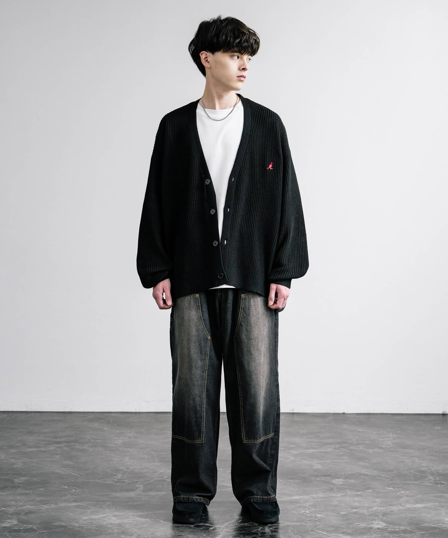 KANGOL カンゴール 別注コラボワンポイント刺繍ニットカーディガン