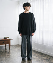 オーバーサイズ配色リブワッフルニットプルオーバーセーター	14546