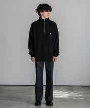 U.S. POLO ASSN. ユーエスポロアッスン 別注コラボ オーバーサイズワンポイントロゴ刺繍畦編みハーフジップ長袖ニットセーター 14769