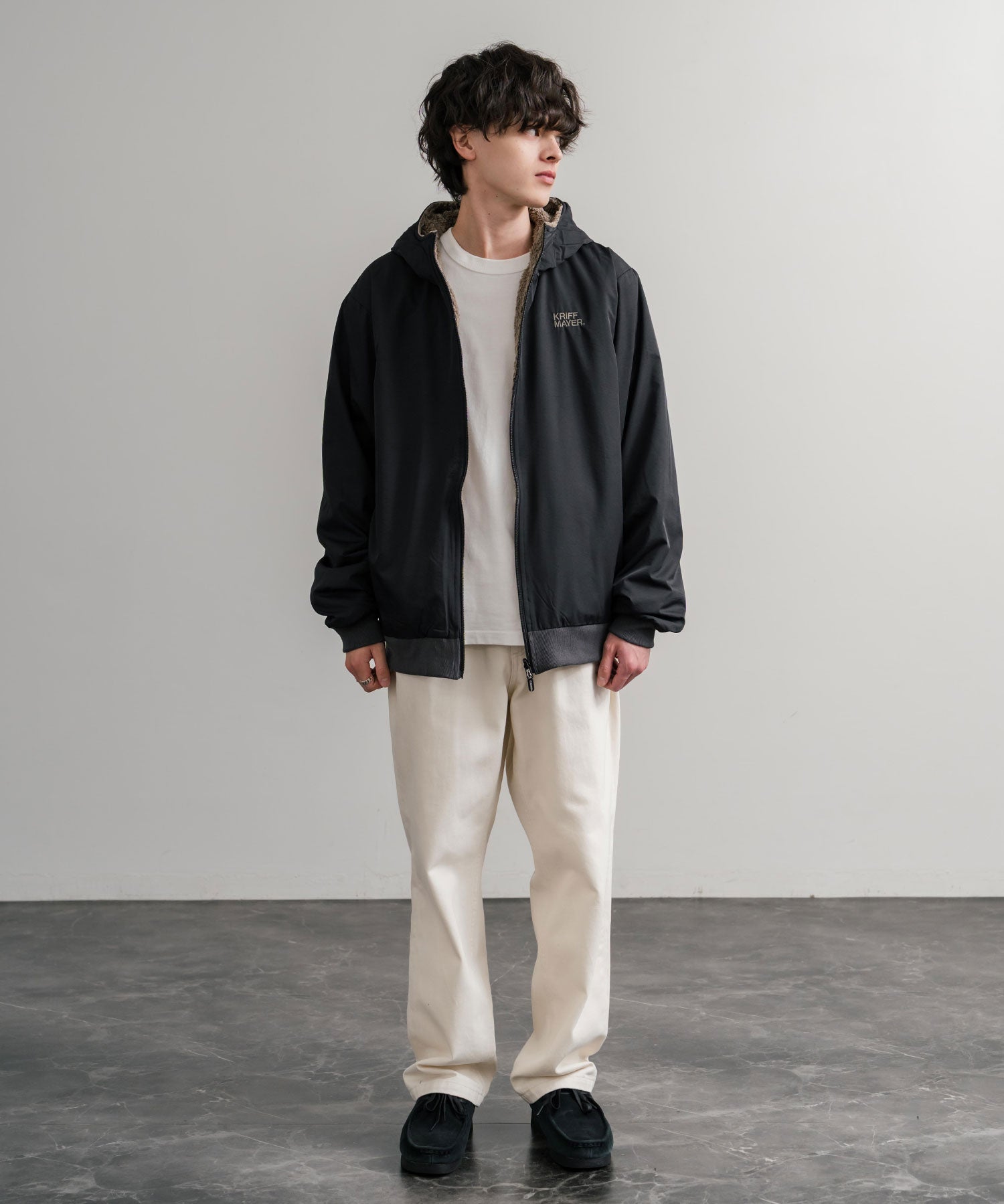 KRIFF MAYER クリフメイヤー2WAY リバーシブル ひっくりフード付きボアジャケット/ロゴ刺繍入りマウンテンパーカー 2514403 14795