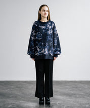 新色追加 フェザーヤーン オーバーサイズフラワー柄クルーネックニット 14031