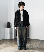 オーバーサイズ 裏毛ショート丈長袖ダブルジップパーカー 15435　【セットアップ可能】