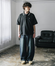 新色追加 U.S. POLO ASSN. 別注コラボ オーバーサイズワンポイントロゴ刺繍天竺半袖ポロシャツ 無地/ラインリブ 15425