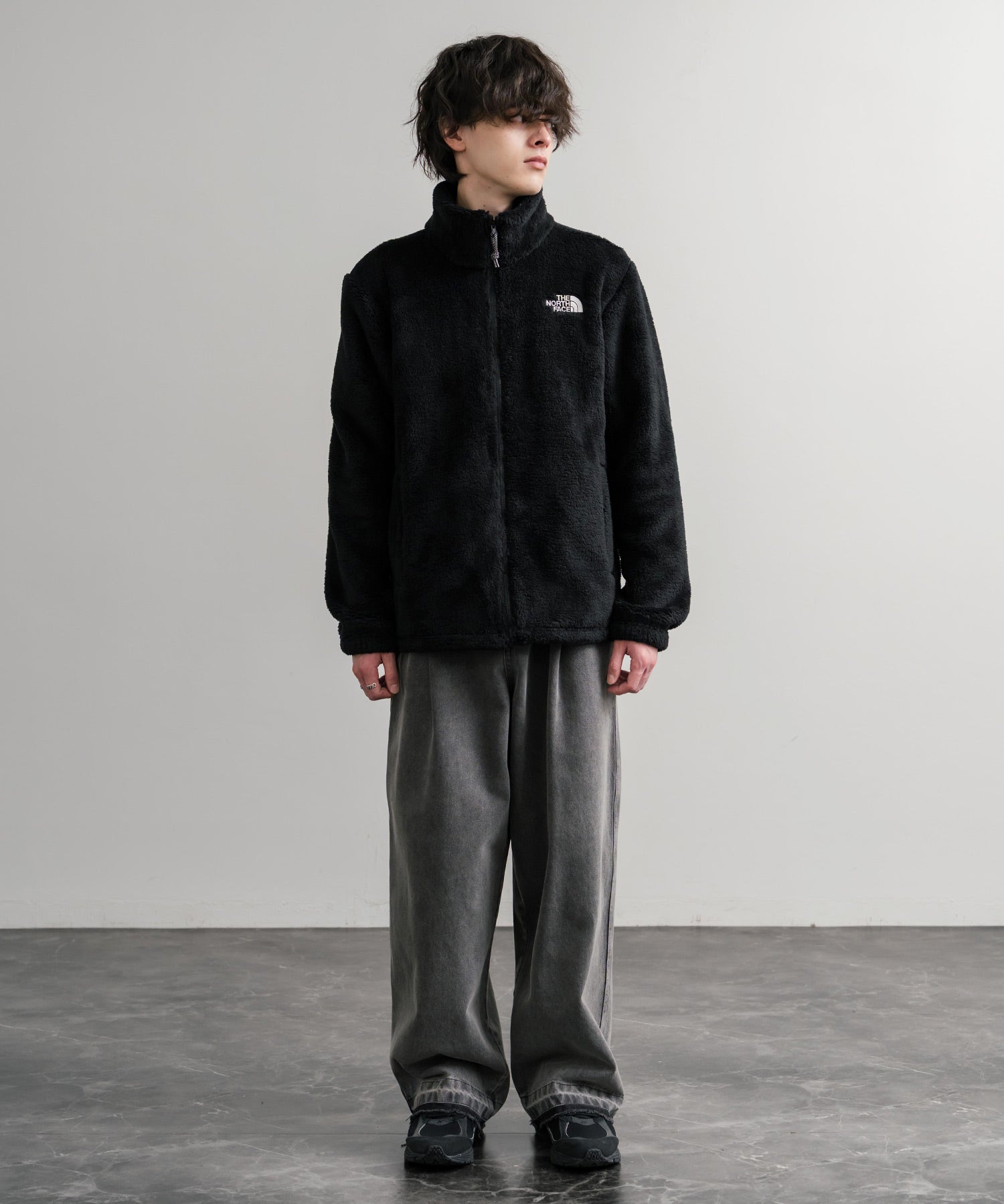 日本未展開モデル THE NORTH FACE ザ・ノースフェイス WHITE LABEL ホワイトレーベル COMFY ALPHA FLEECE ZIP UP ワンポイントロゴ刺繍ボアジャケット 15367