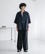 接触冷感 多機能素材リネンライク ワンタックセンタープレスワイドストレートイージーパンツ 15483