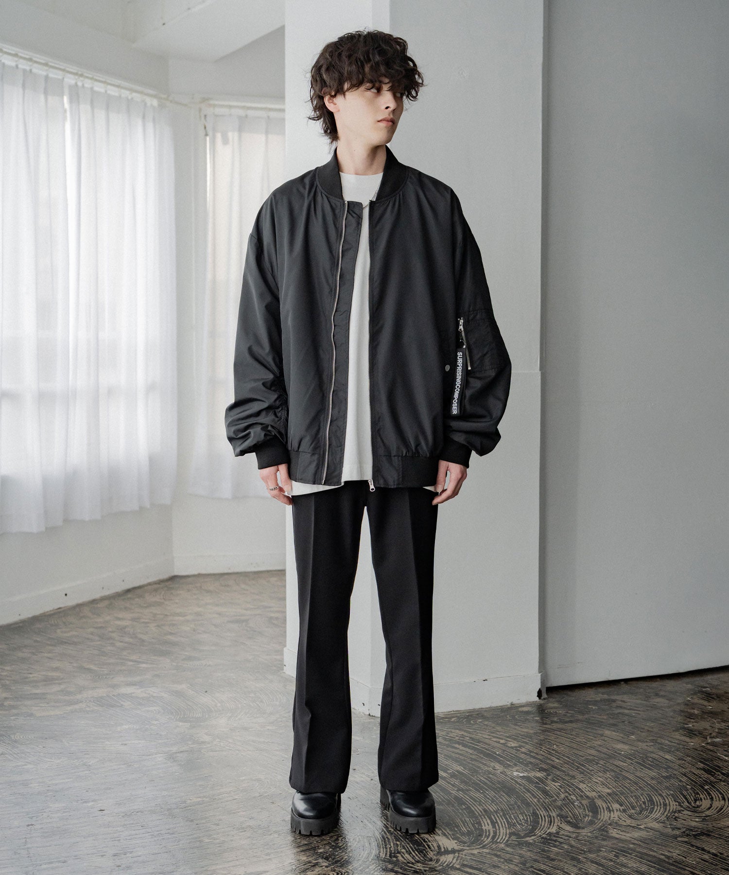 ポリDEWSPO オーバーサイズMA-1フライトジャケット/ミリタリーブルゾン 14533