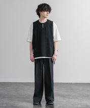 Upscape Audience 日本製/国産Reflax TECH リネンライクキャンバス キーネックプルオーバーエプロンベスト AUD7394 15861