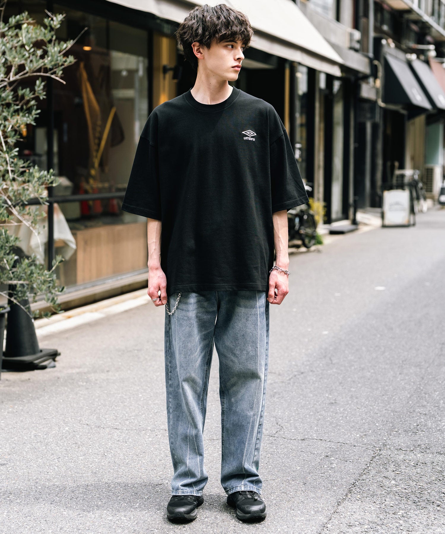 UMBRO アンブロ 別注コラボ オーバーサイズワンポイントロゴ刺繍クルーネック半袖Tシャツ