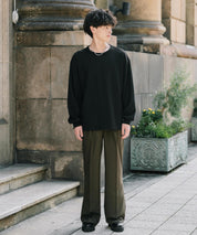 オーバーサイズ T/Cワッフルクルーネック長袖Tシャツ 14621