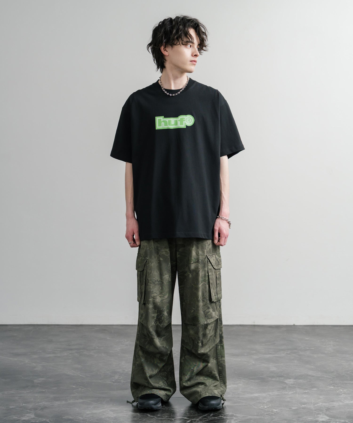 HUF ハフ オーバーサイズ ポケット プリント アソート半袖コットンTシャツ 15911