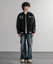 日本未展開モデル WHITE LABEL THE NORTH FACE VARSITY HEAT JACKET オーバーサイズフェイクレザー切替スタジャン/ブルゾン 15555