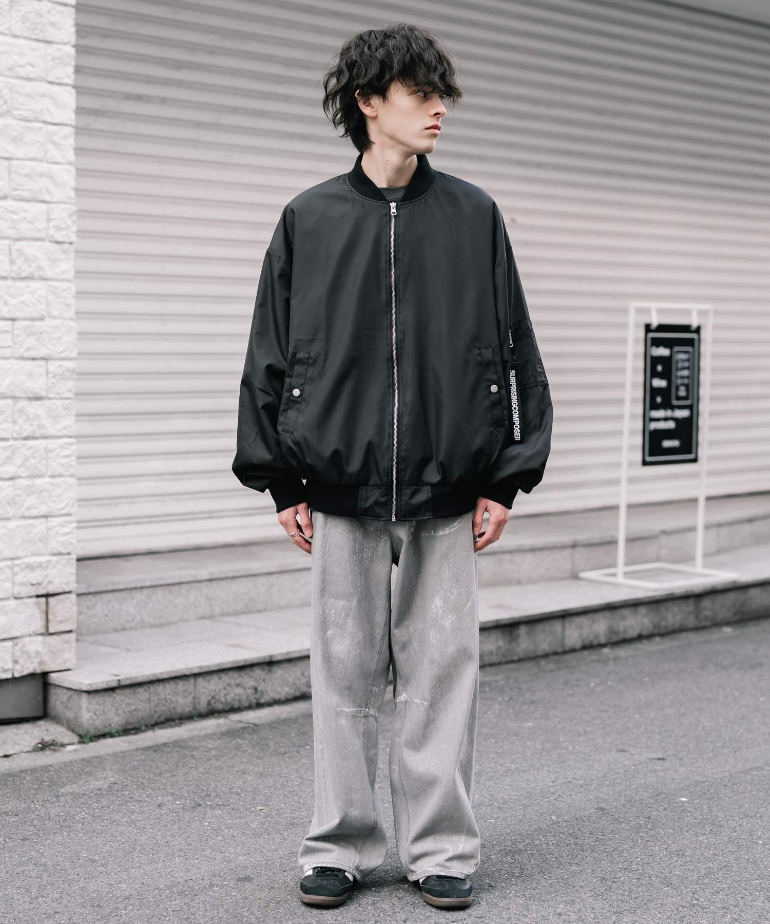 新色追加 ポリDEWSPO オーバーサイズMA-1フライトジャケット/撥水加工ミリタリーブルゾン 15293