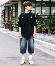 UMBRO アンブロ 別注コラボ オーバーサイズサイドライントラックワンポイントロゴ刺繍クルーネック半袖Tシャツ