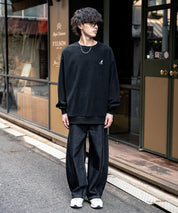 KANGOL 別注コラボ オーバーサイズロゴ刺繍裏起毛マイクロフリースプルオーバートレーナー 14626