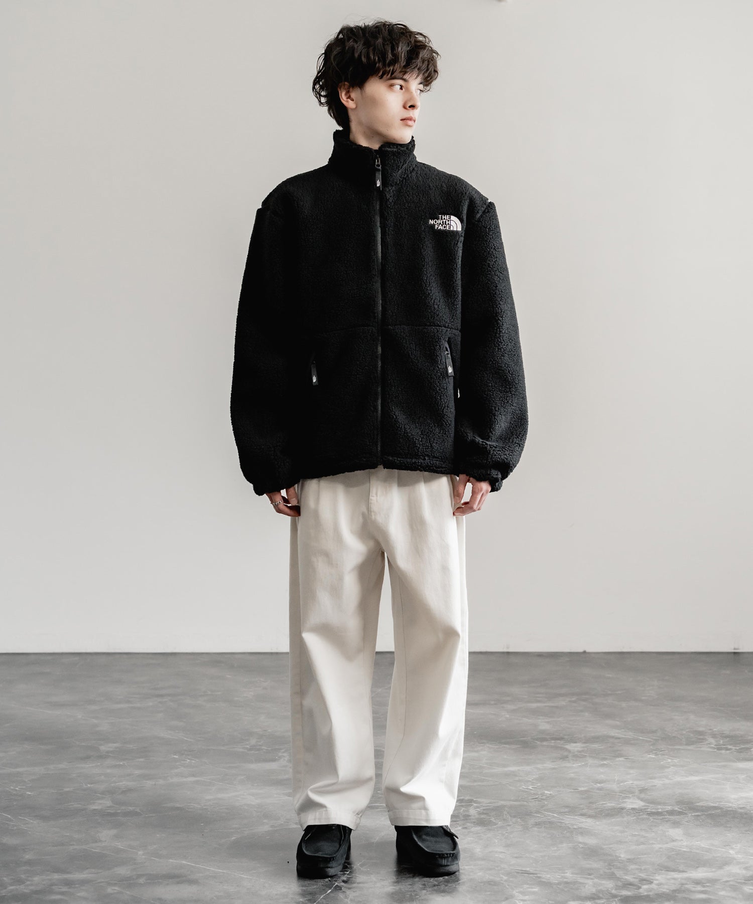 日本未展開モデル THE NORTH FACE ザ・ノースフェイス WHITE LABEL ホワイトレーベル 韓国限定 SHERPA FLEECE JACKET1 オーバーサイズワンポイントロゴ刺繍ボアジャケット 14659