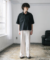 接触冷感 オーバーサイズとろみショート丈半袖シャツ/短丈ハーフスリーブシャツ 15366