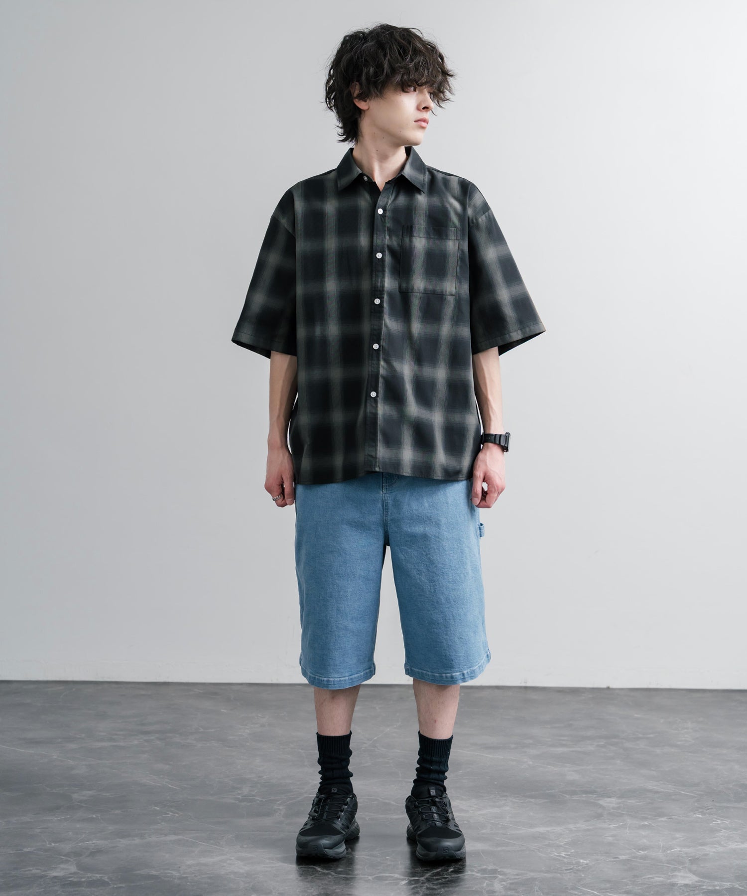 THE NORTH FACE WHITE LABEL BRIS DENIM SHORTS ロゴ刺繍ワイドデニムイージーショートパンツ 16164