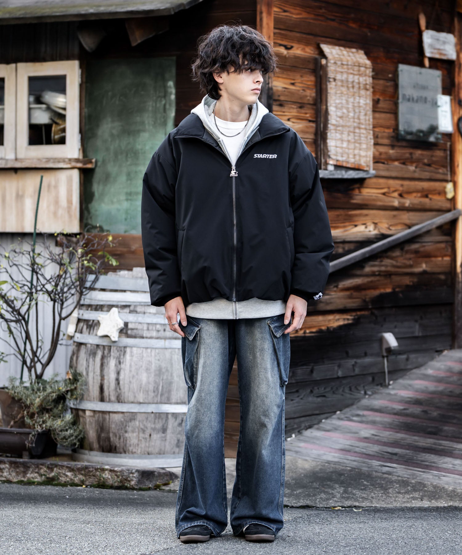 STARTER BLACK LABEL スターターブラックレーベル タスランファイバー中綿ワンポイントロゴ刺繍スタンドジャケット 15012