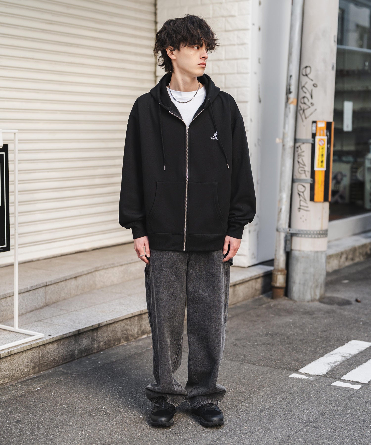 KANGOL カンゴール 別注コラボオーバーサイズ裏起毛ロゴ刺繍フルジップパーカー 14628 【セットアップ可能】