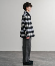 Upscape Audience アップスケープオーディエンス 日本製 国産 ECOLANAシャギーチェックスタンドオーバージャケット AUD7340 14898